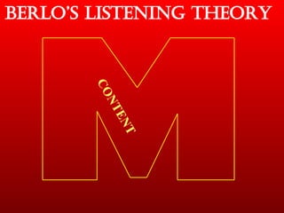 Berlo’s Listening Theory CONTENT 
