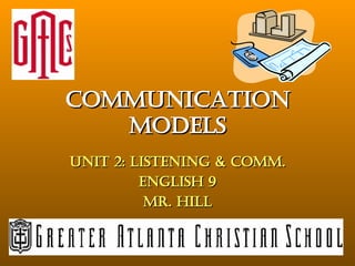 Communication Models Unit 2: Listening & Comm. English 9 Mr. Hill 