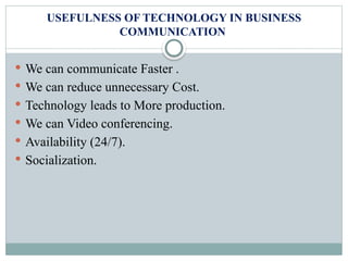 Impact of technology on business communication | PPTX