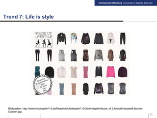 Hochschule Offenburg University of Applied Sciences
Trend 7: Life is style
33
Bildquellen: http://www.modeopfer110.de/fileadmin/Modeopfer110/Gewinnspiel/House_of_Lifestyle/HouseofLifestyle-
Gewinn.jpg
 