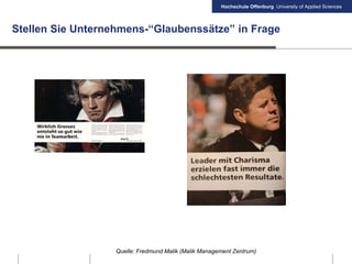Hochschule Offenburg University of Applied Sciences
Quelle: Fredmund Malik (Malik Management Zentrum)
Stellen Sie Unternehmens-“Glaubenssätze” in Frage
 