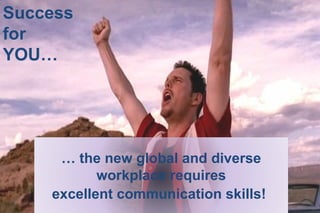 Success for YOU… …  the new global and diverse workplace requires excellent communication skills!   