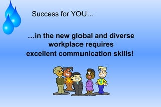 …in the new global and diverse
workplace requires
excellent communication skills!
Success for YOU…
 