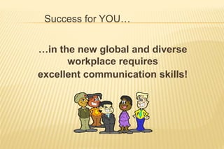 …in the new global and diverse
workplace requires
excellent communication skills!
Success for YOU…
 