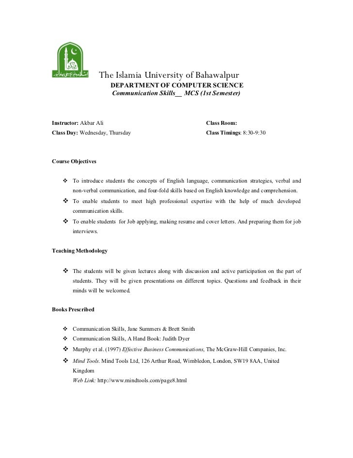 communication skills syllabus communication skills job application