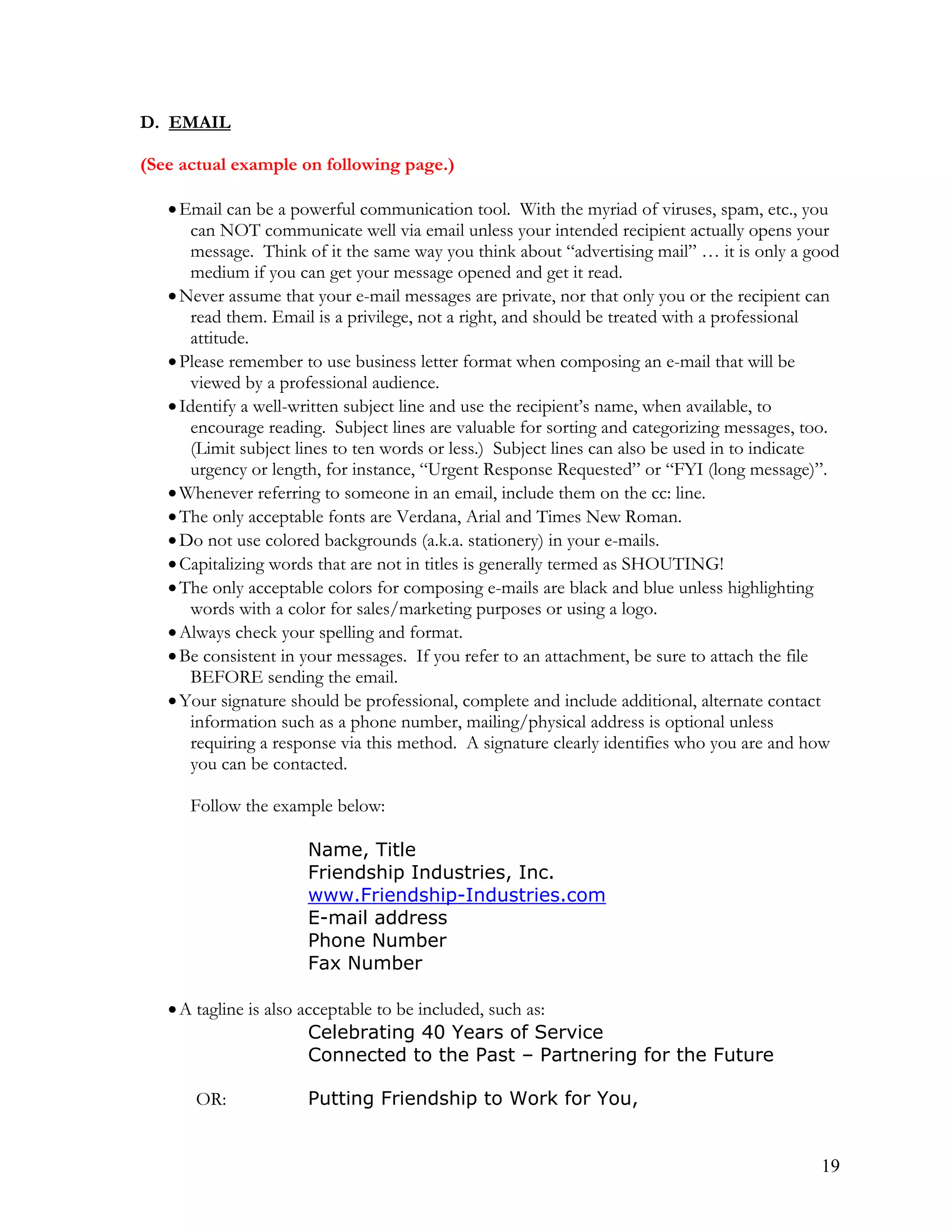 Communication Style Standards