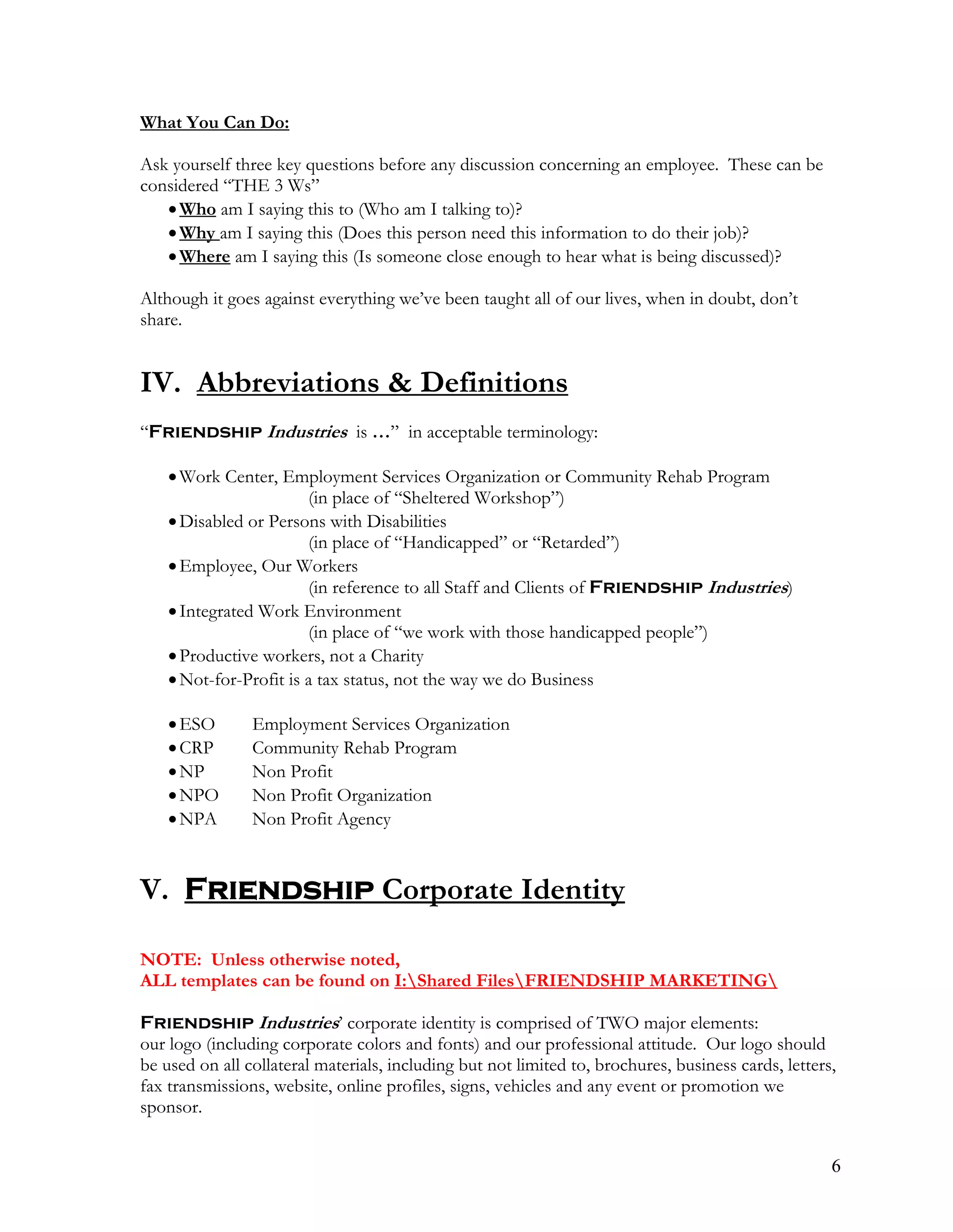 Communication Style Standards