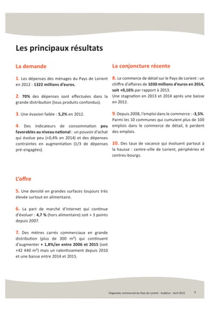 Diagnostic commercial du Pays de Lorient - AudéLor - Avril 2015 7
Les principaux résultats
La demande
1. Les dépenses des ...