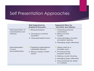 Self Presentation Approaches
 