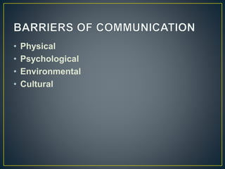 • Physical
• Psychological
• Environmental
• Cultural
 