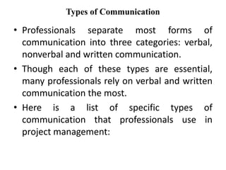 Communication Professional Types Communication and Stakeholder management Ch 1-4.pptx