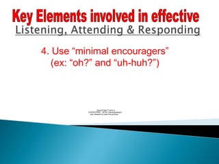 4. Use “minimal encouragers”
(ex: “oh?” and “uh-huh?”)
QuickTime™ and a
DV/DVCPRO - NTSC decompressor
are needed to see this picture.
 