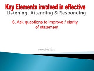 6. Ask questions to improve / clarity
of statement
QuickTime™ and a
DV/DVCPRO - NTSC decompressor
are needed to see this picture.
 