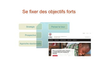 Se fixer des objectifs forts
Penser le futurStratégie
Approche réactionnelle
Prospective
 