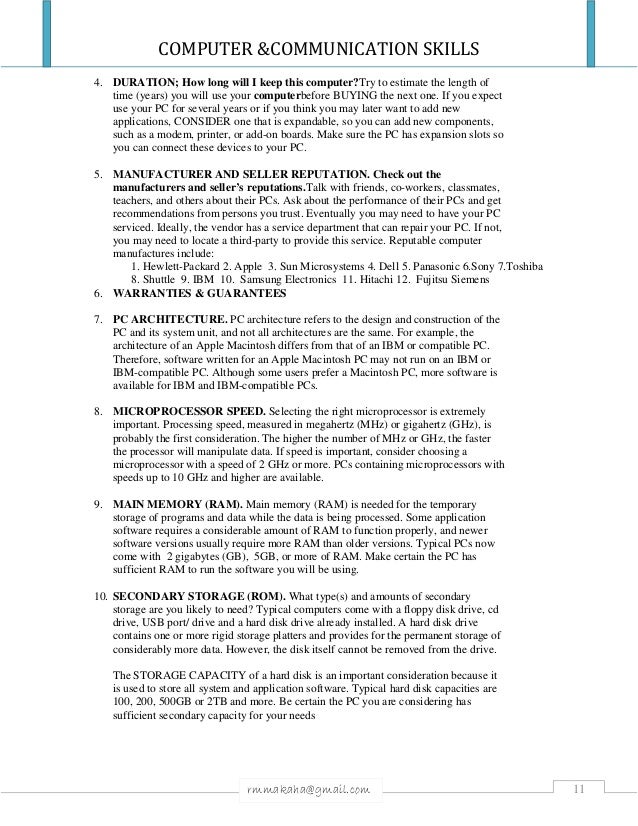 communication computer skills types of computer skills