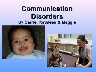 Communication
   Disorders
By Carrie, Kathleen & Maggie
 