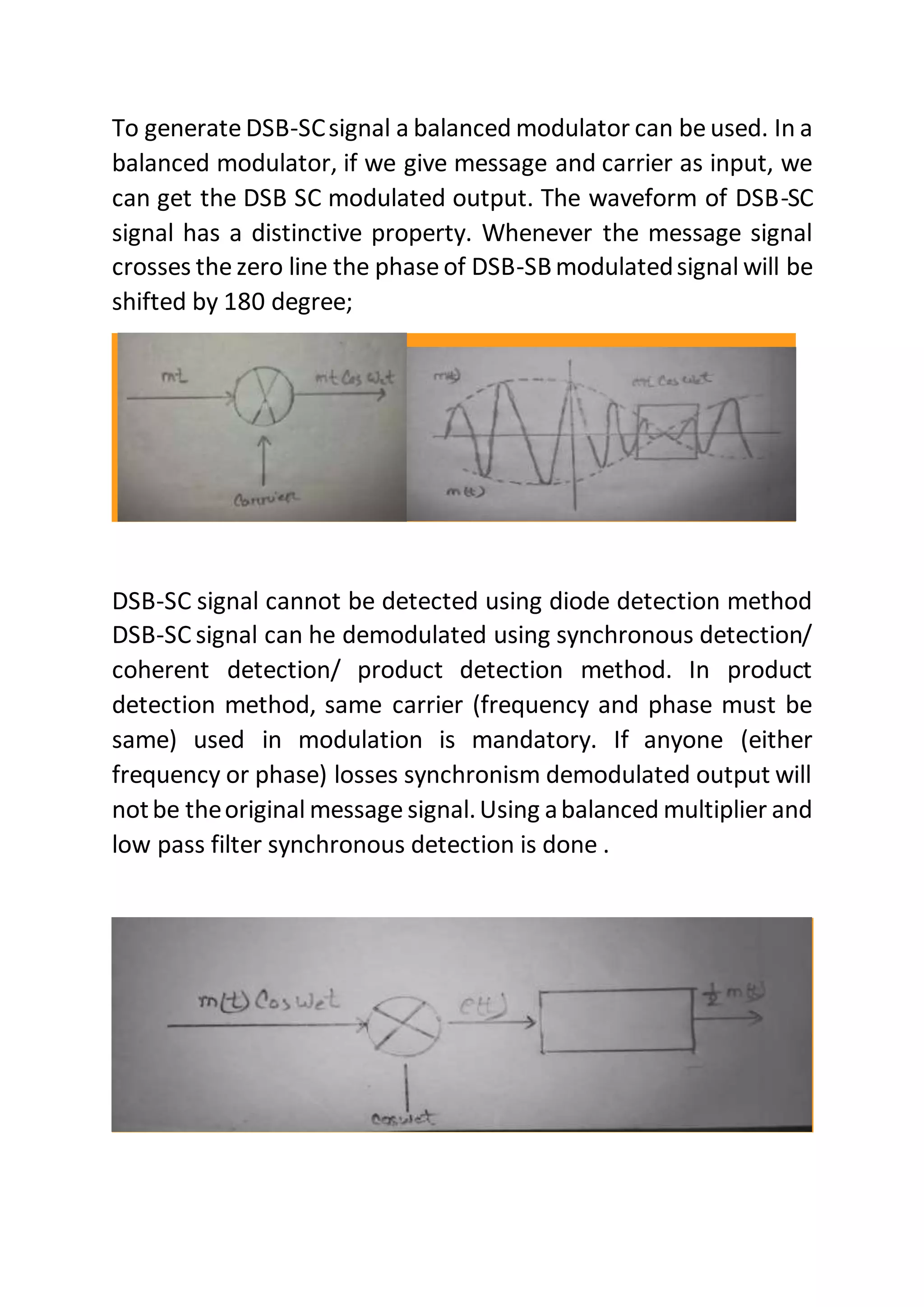 Double Side band Suppressed carrier (DSB-SC) Modulation and ...