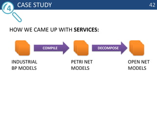	Case studyhowwecameupwithservices:compiledecompose4petri net modelsopen net modelsindustrial bP models42