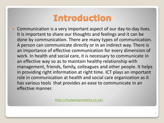 Communication in health and social care | PPTX