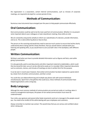 Communication in organization assignment of o.b | DOC