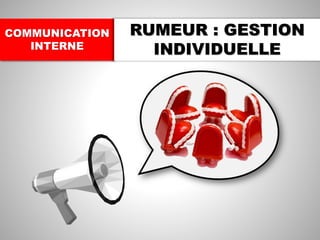 COMMUNICATION
INTERNE
RUMEUR : GESTION
INDIVIDUELLE
 