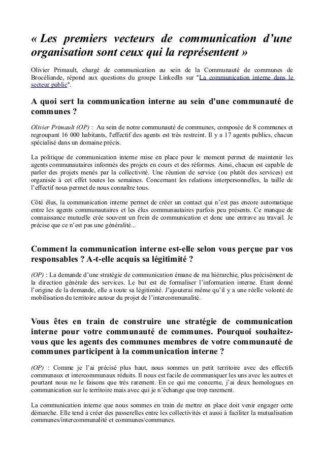 Communication Locale La Communication Interne Tend A Faciliter La