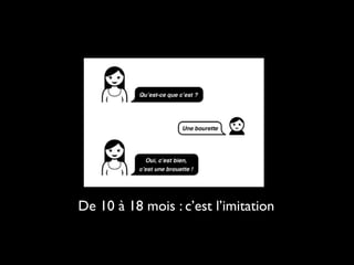 De 10 à 18 mois : c’est l’imitation
 