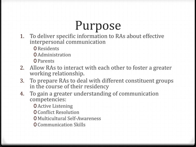 Communication in the RA Position | PPT