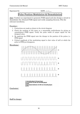 Communication Lab Manual        SSIT, Tumkur



Waveforms:-




Conclusion :-




Staff-in-charge:-




                           36
 