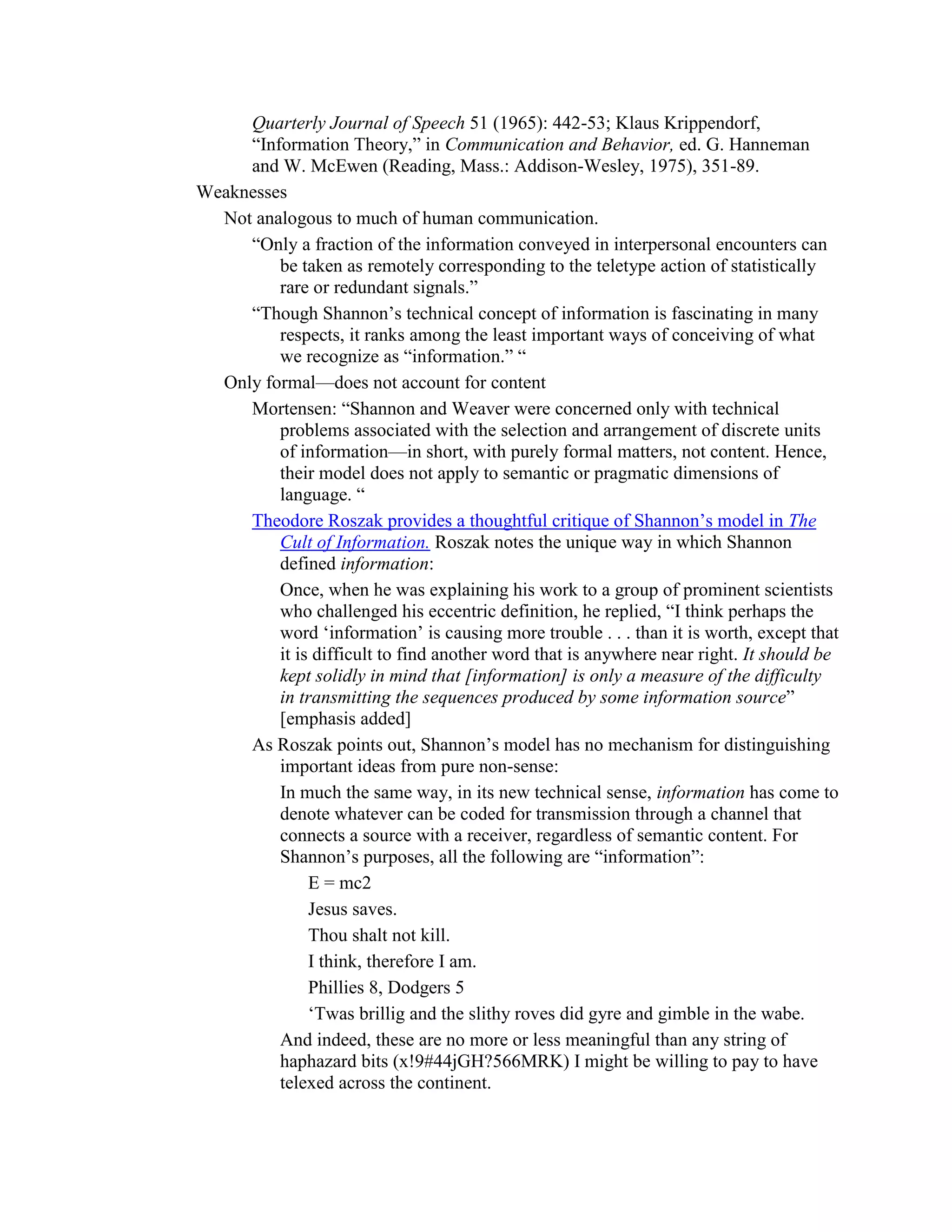 Communication models