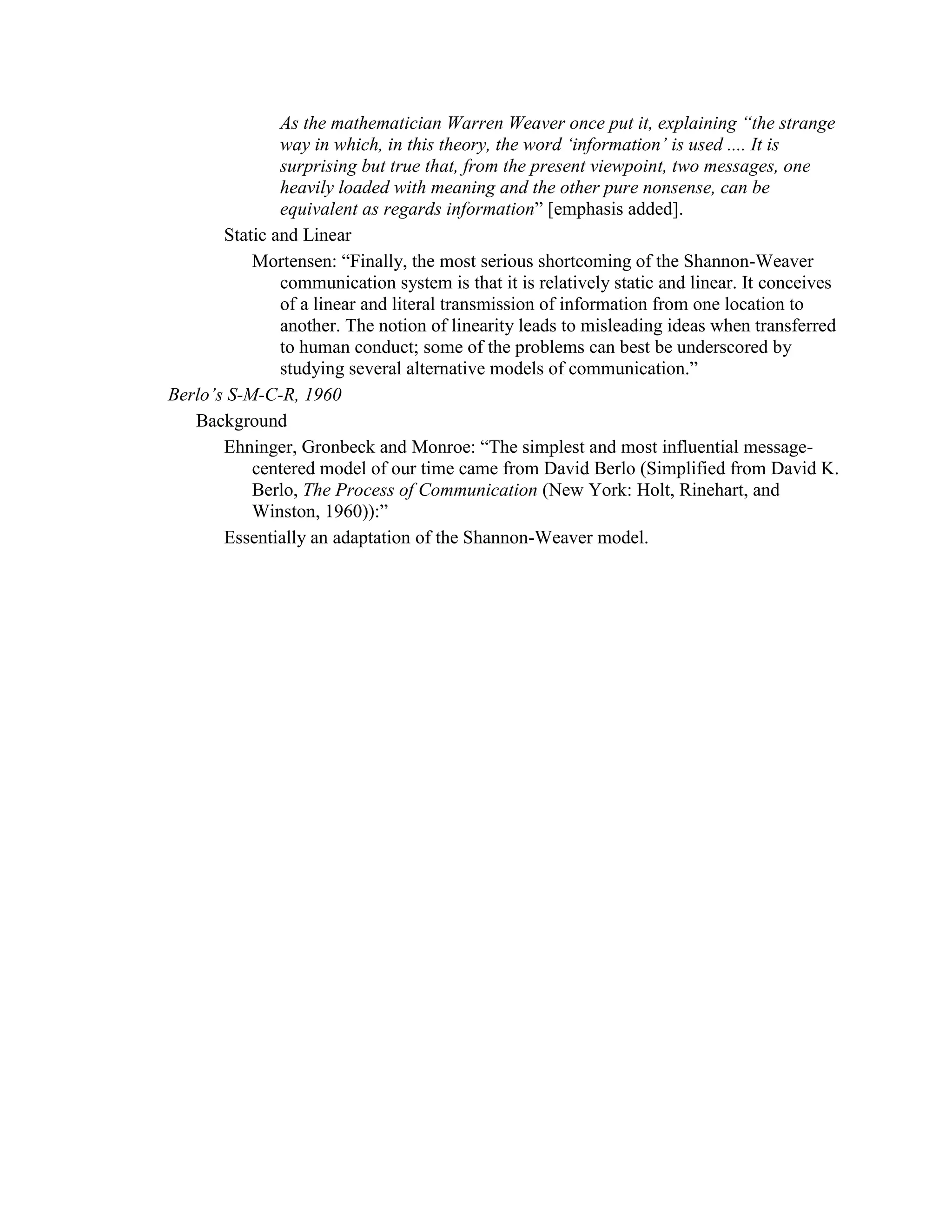 Communication models