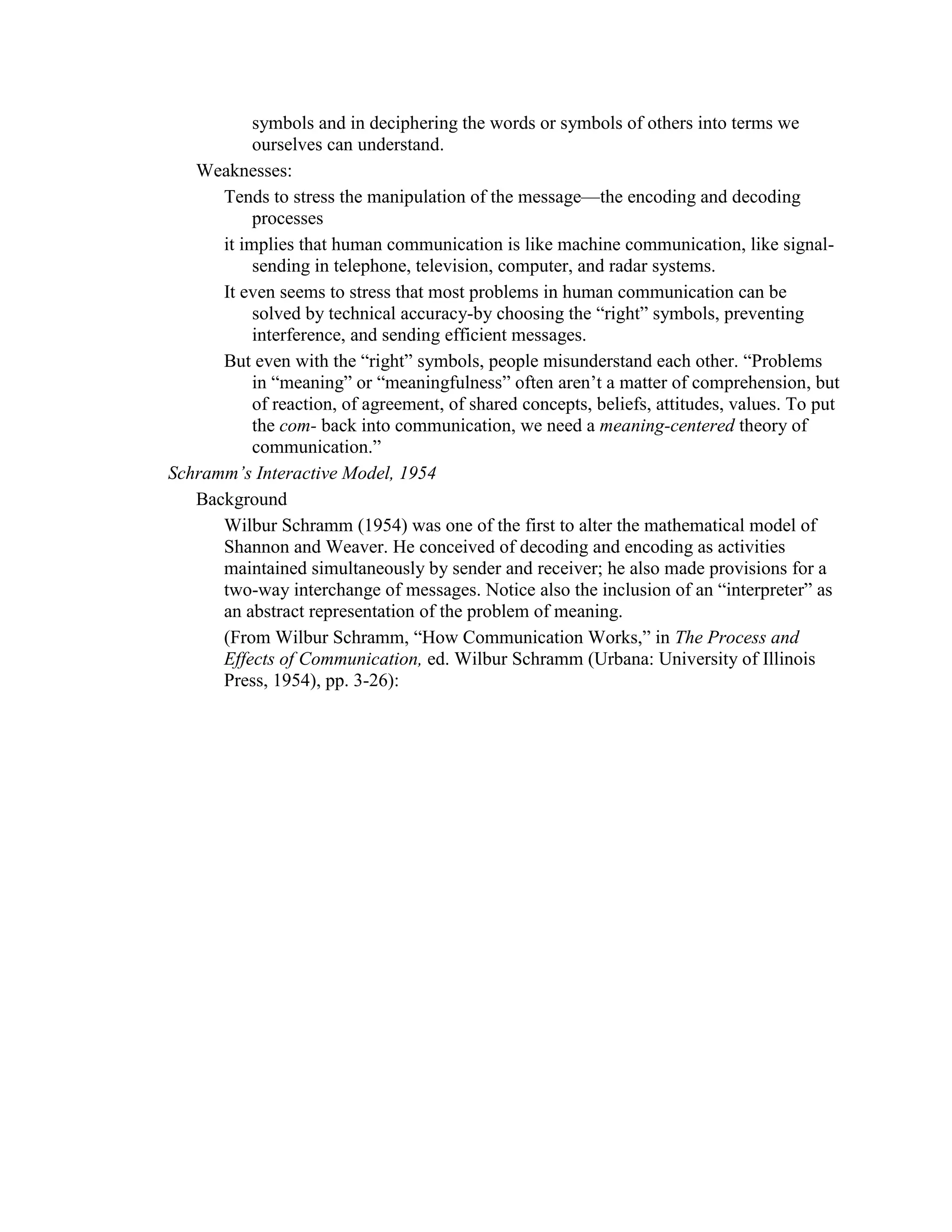 Communication models