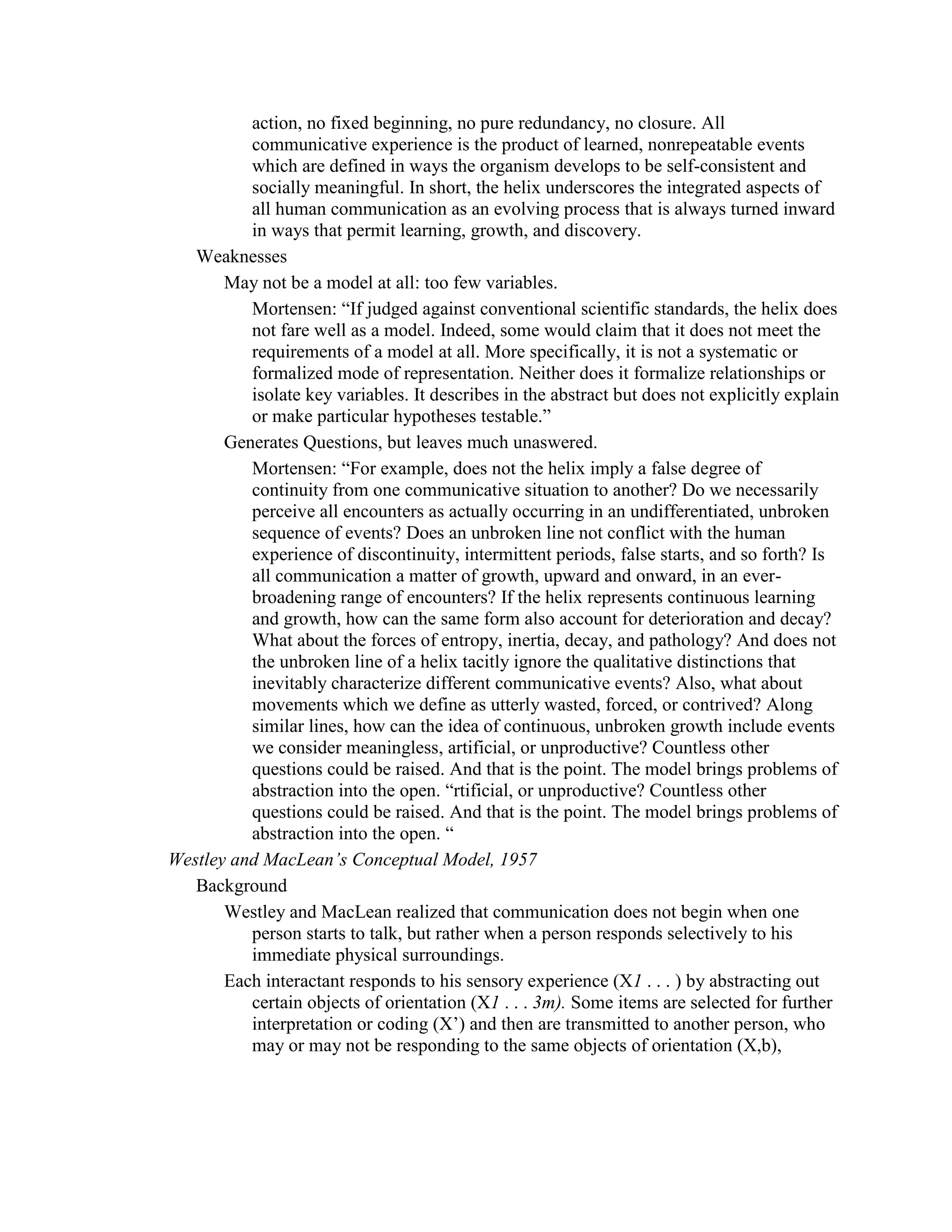 Communication models