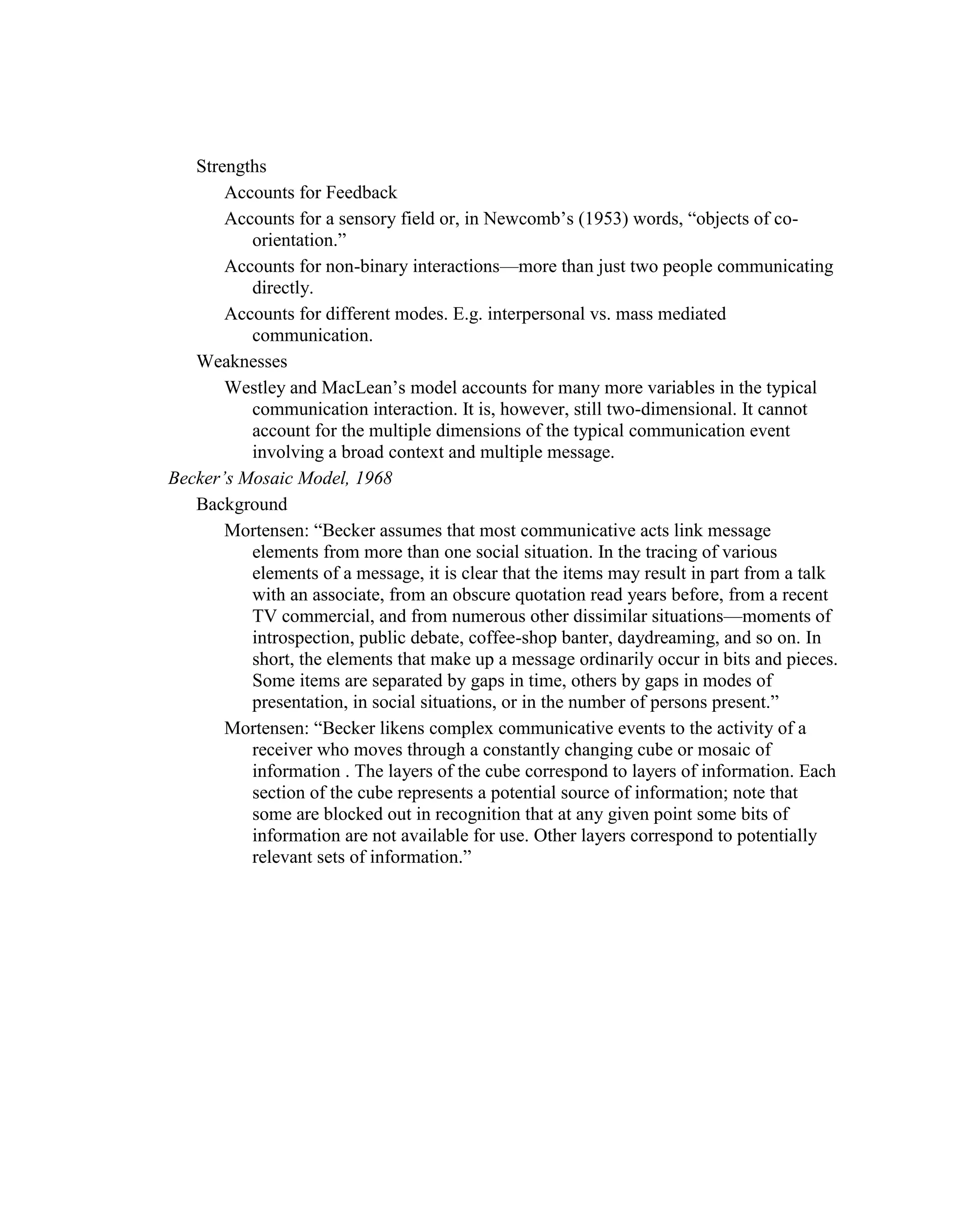 Communication models