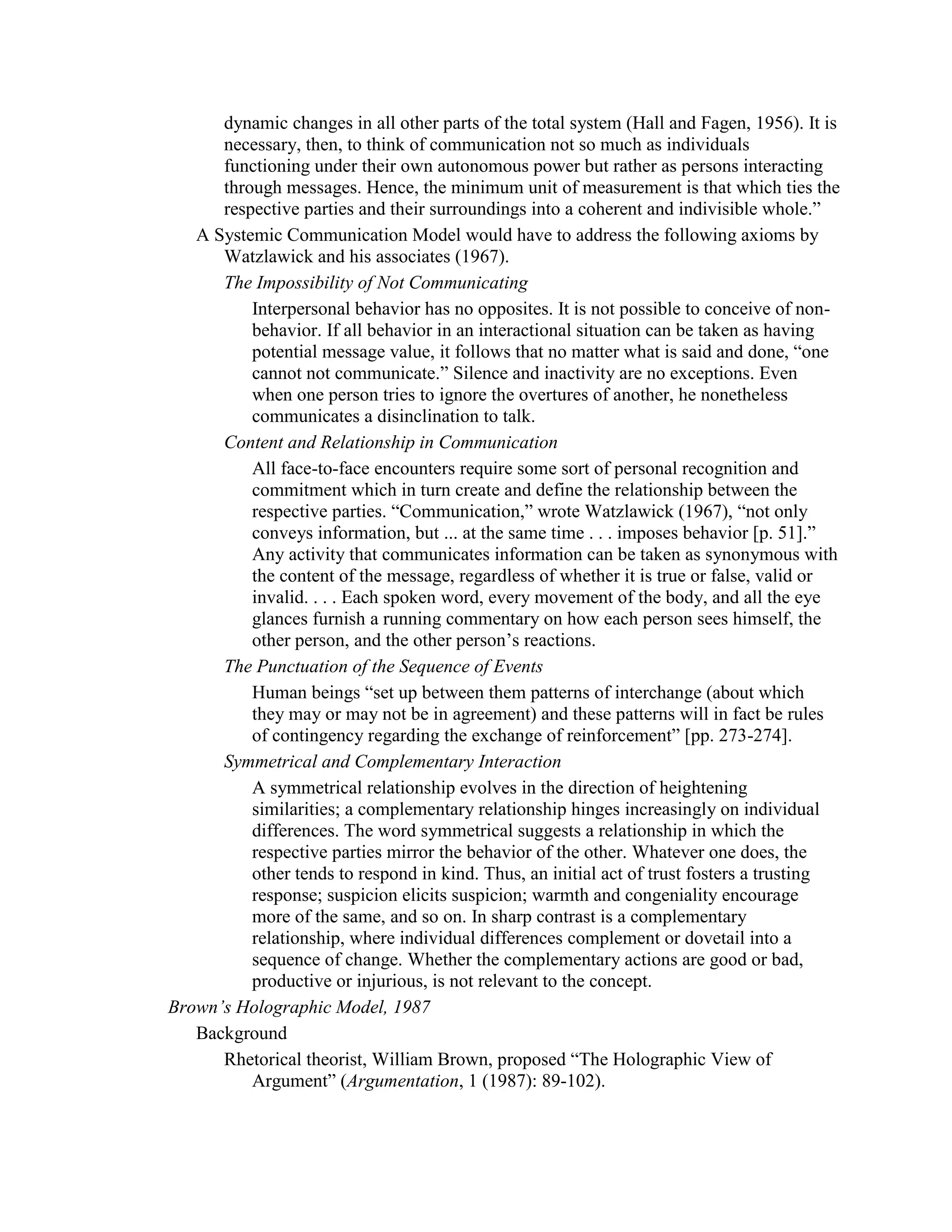 Communication models