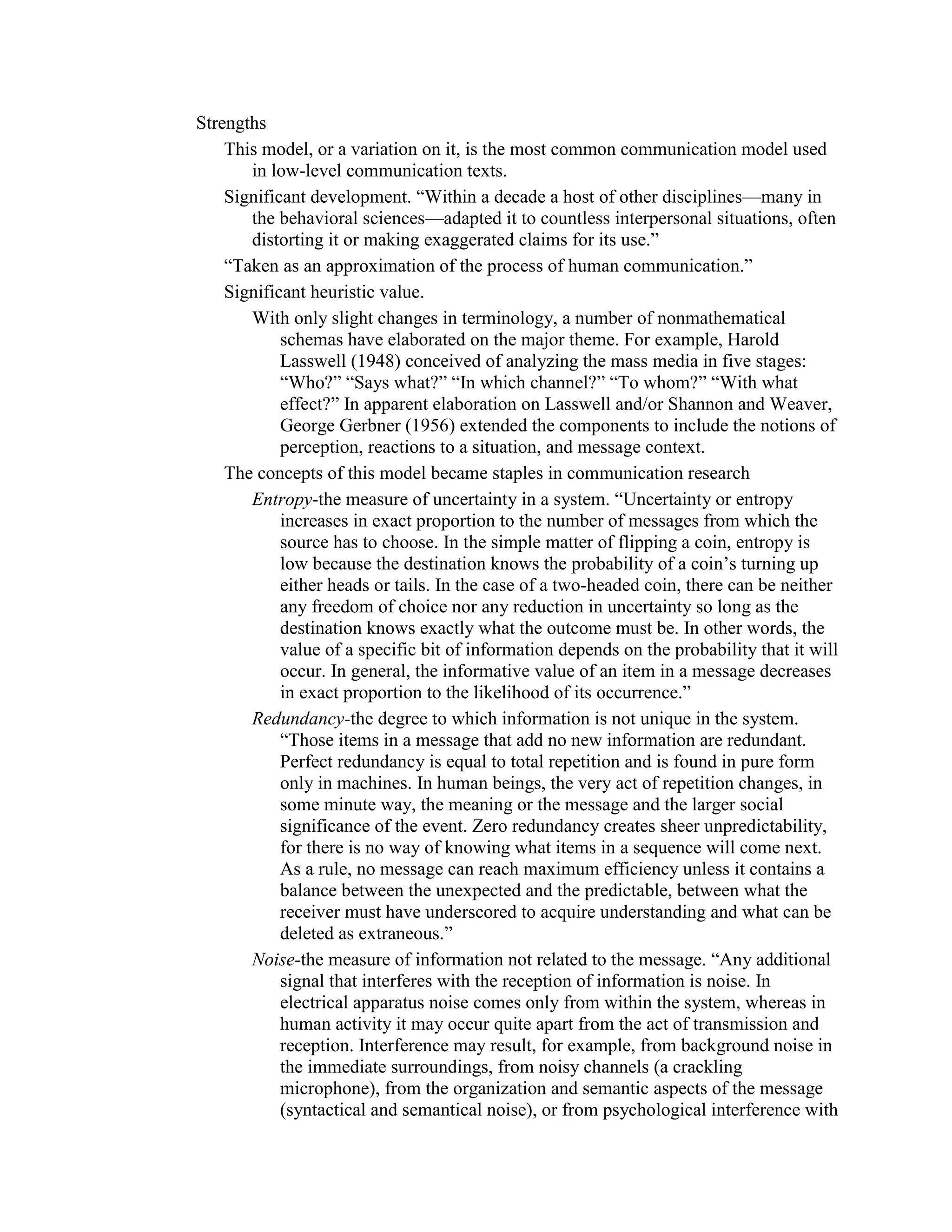 Communication models