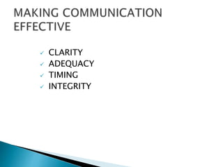  CLARITY
 ADEQUACY
 TIMING
 INTEGRITY
 