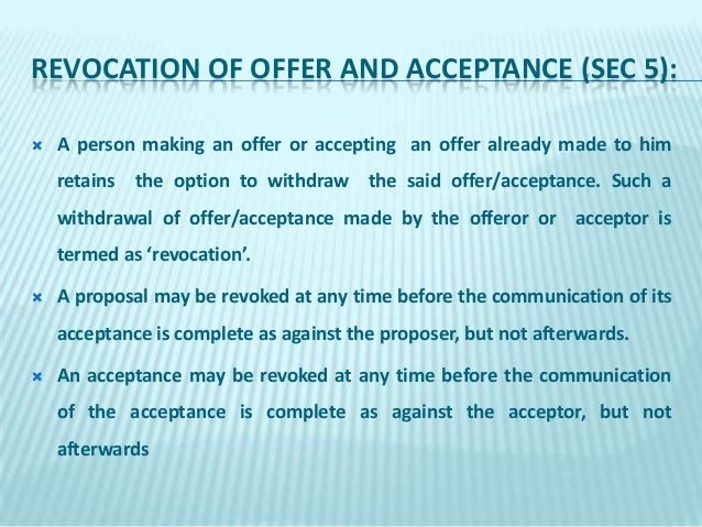 Indian Contract Act Communication Of Offer And Acceptance