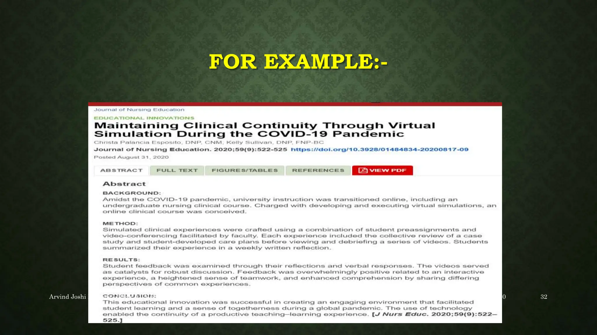 FOR EXAMPLE:-
9/22/2020
Arvind Joshi Nursing Officer AIIMS Mangalagiri 32
 