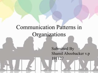 Communication Patterns in
Organizations
Submitted By
Shamil Aboobacker v.p
191127
 