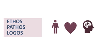 ETHOS
PATHOS
LOGOS
 