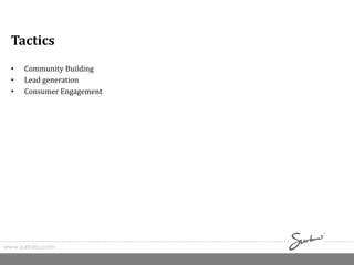 Tactics
• Community Building
• Lead generation
• Consumer Engagement
www.surkreo.com
 