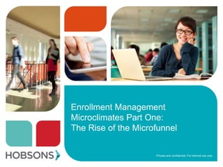 Private and confidential. For internal use only.
Enrollment Management
Microclimates Part One:
The Rise of the Microfunnel
 