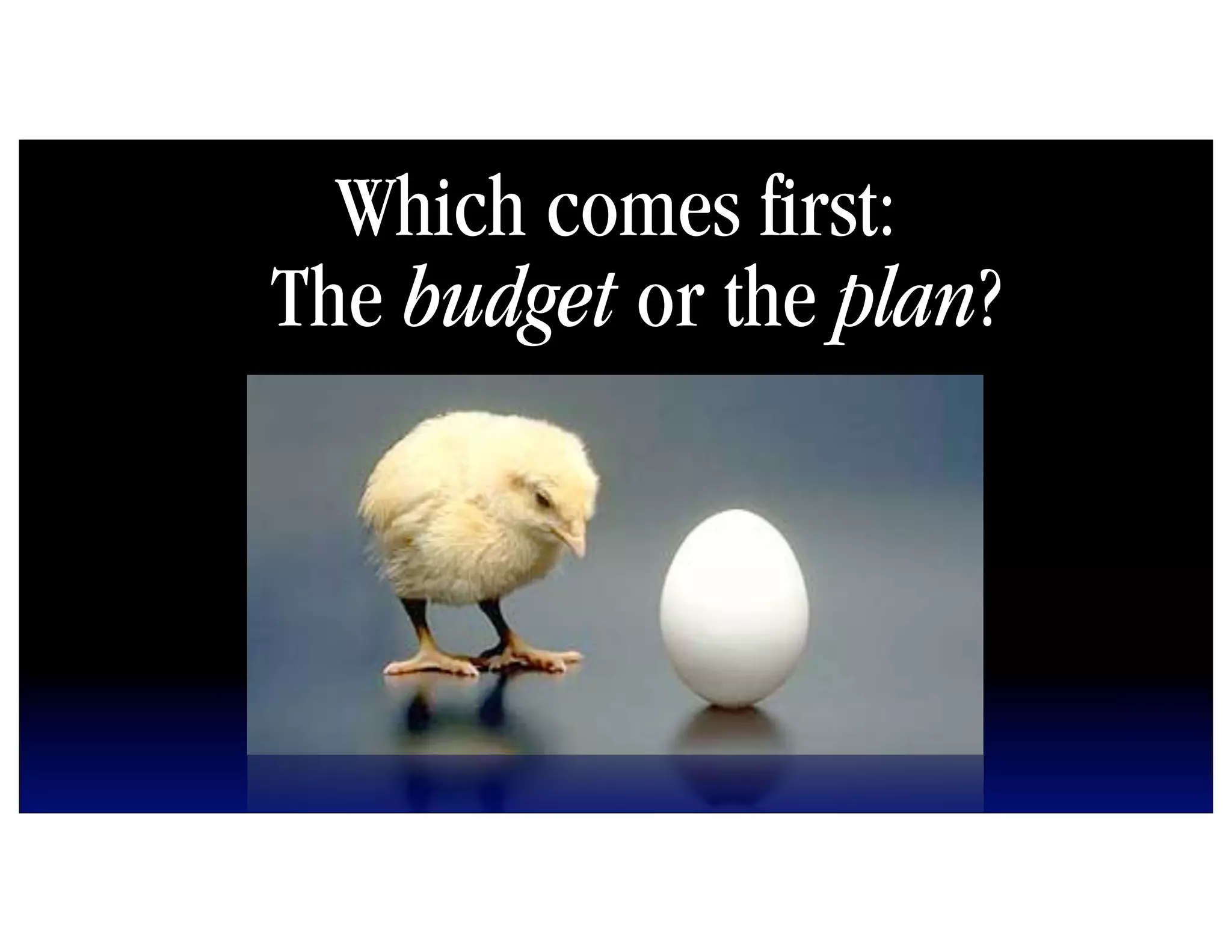 Which comes first:
The budget or the plan?
 