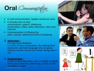 Written
 In written communication, written signs or symbols
are used to communicate.
 In written communication message c...
