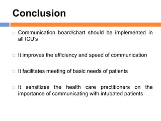 Communication In Icu Communication with ICU patients: Knowing their needs | PPTX