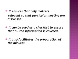 Agenda and Minutes of a meeting