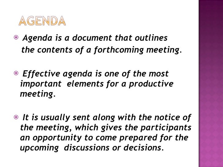agenda outlines