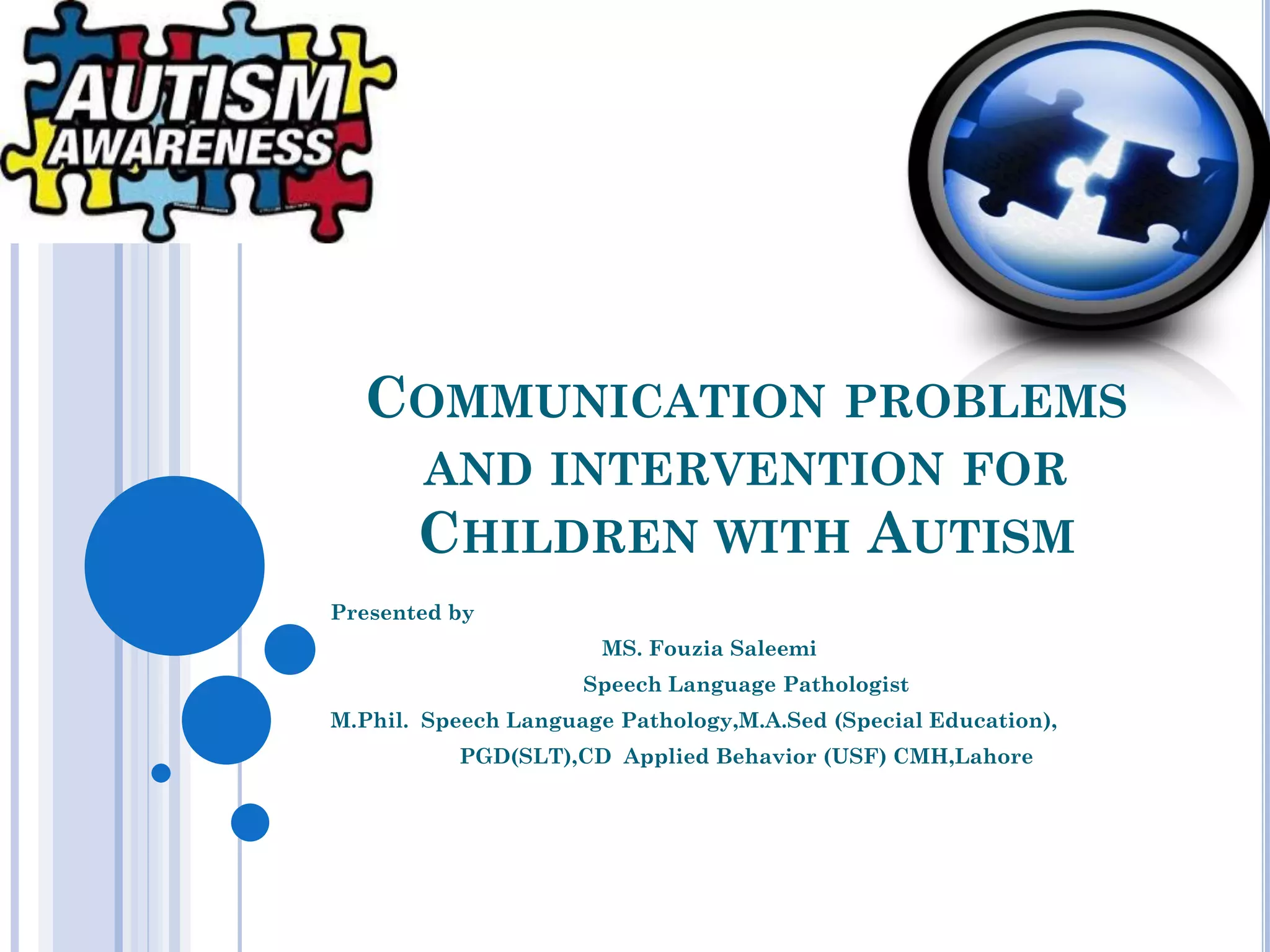 Communication problems and intervention for children with autism | PDF