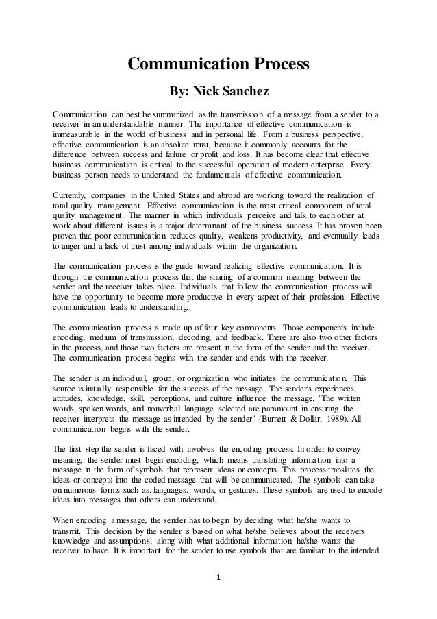 Communication process